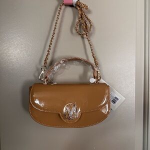 Valentino Orlandi Brown Patent Leather Shoulder Bag